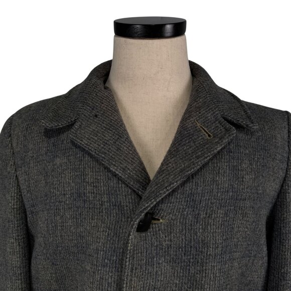 Vintage 1970s Penneys Mens Wool Blend Herringbone Coat Size 40 - Picture 9 of 10